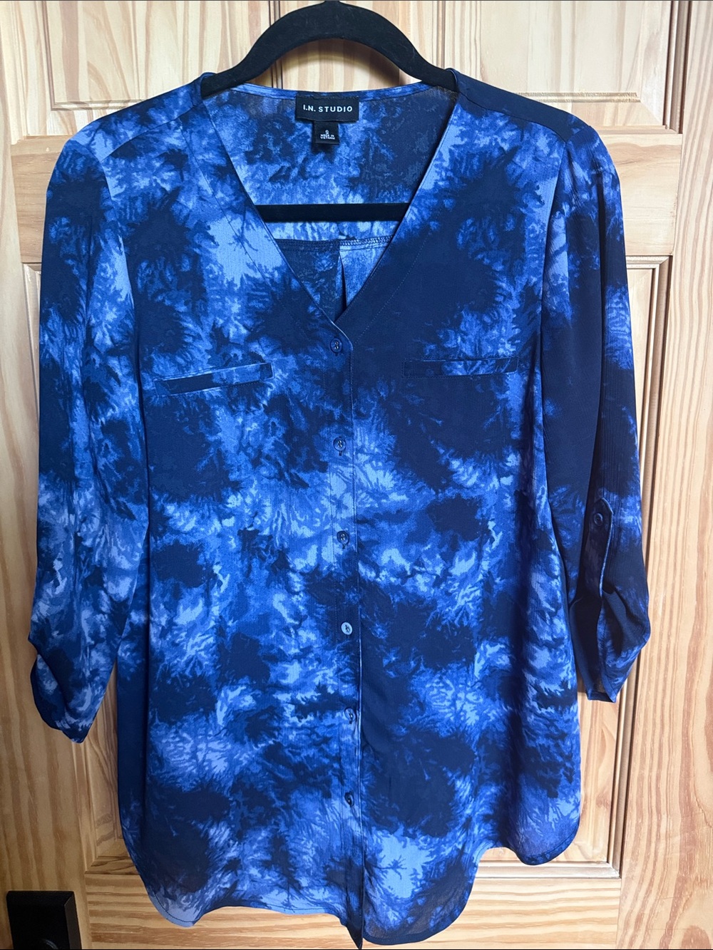 Blue button down blouse